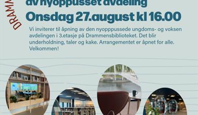 Åpningsfest på biblioteket 27.08.25 kl. 16.00