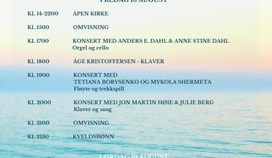 Program for helgen 18 - 20 august, Bragernes kirke