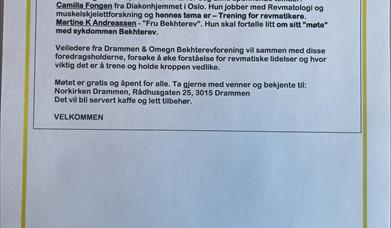 Temamøte 18.april - Drammen & Omegn Bekhterevsforening