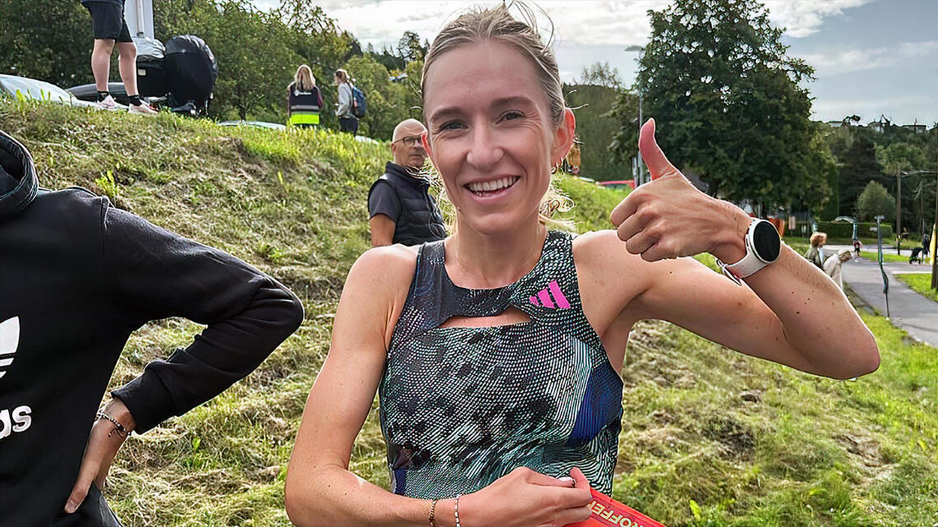 Europamester Karoline Grøvdal satte sin Norgesrekord på 5km i Lierløpet i fjor sommer.