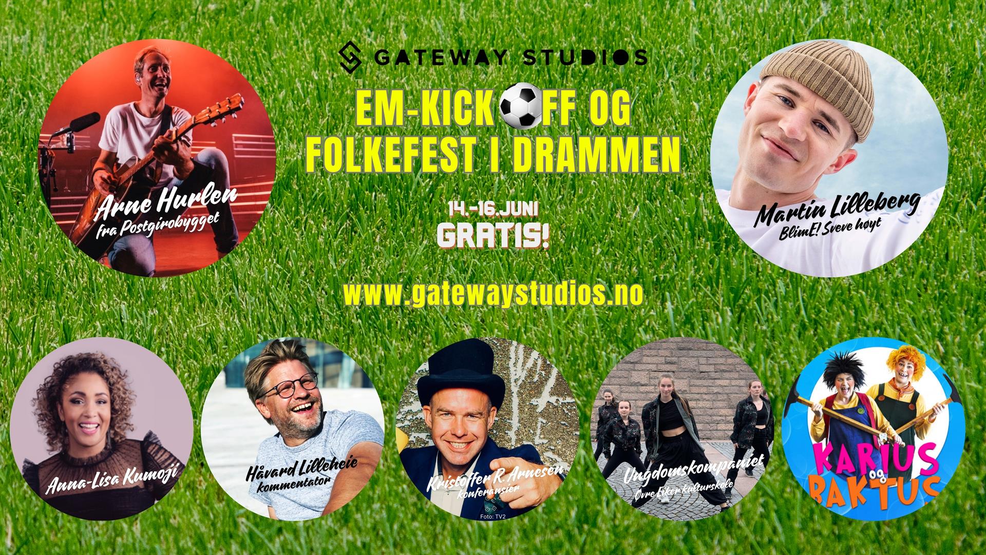 Gateway Studios åpner Norges største film- og TV studio med gratis folkefest og EM-kickoff i Drammen!