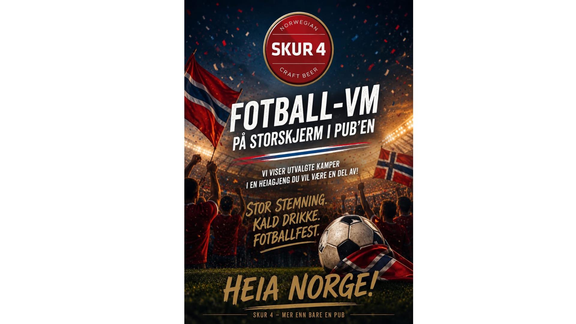 Fotball-VM på storskjerm på Skur 4!