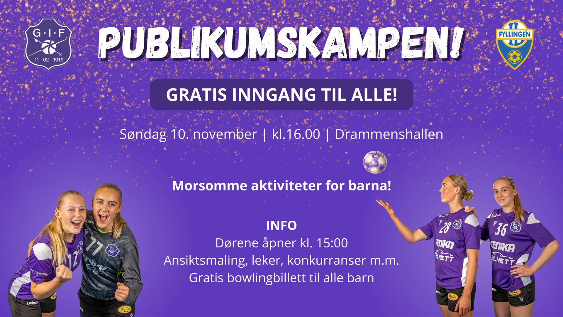 Gratis inngang til publikumskampen, Glassverket-Fyllingen, 1. divisjon håndball, damer