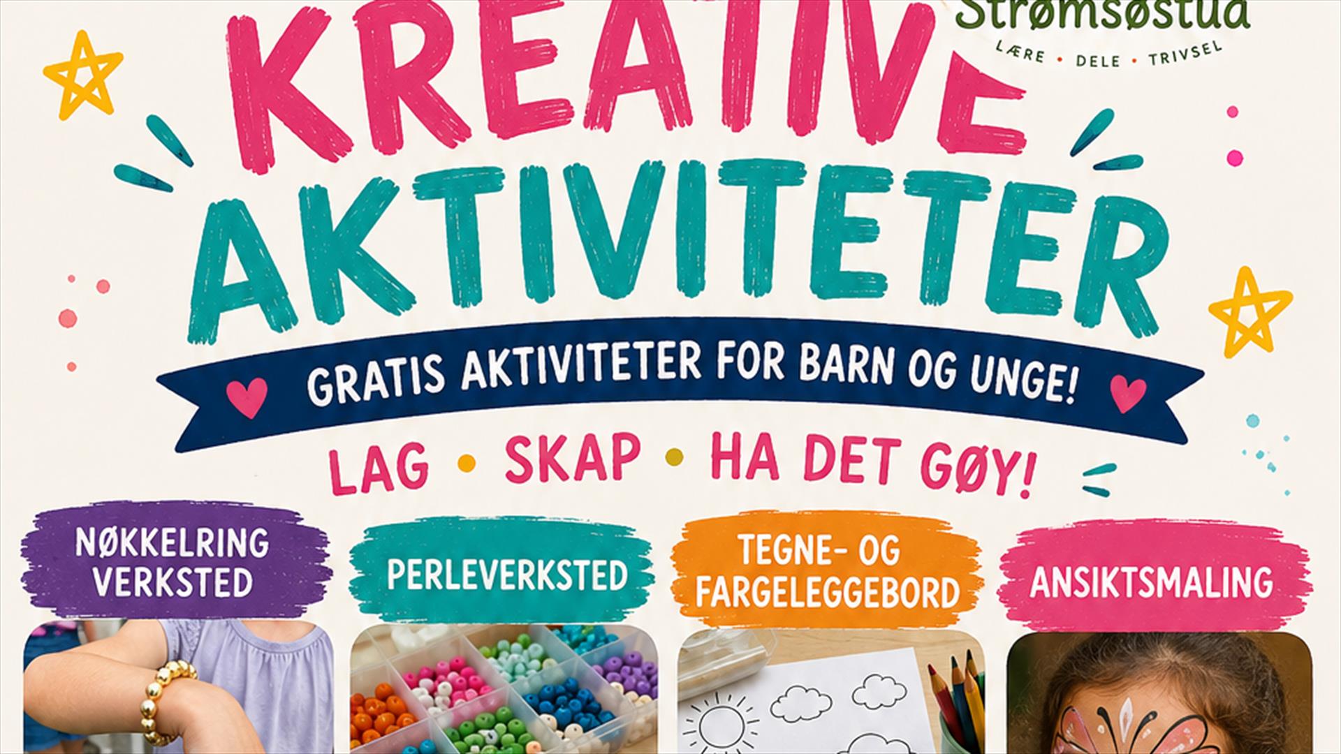 Kreative aktiviteter for barna på Strømsø torg!