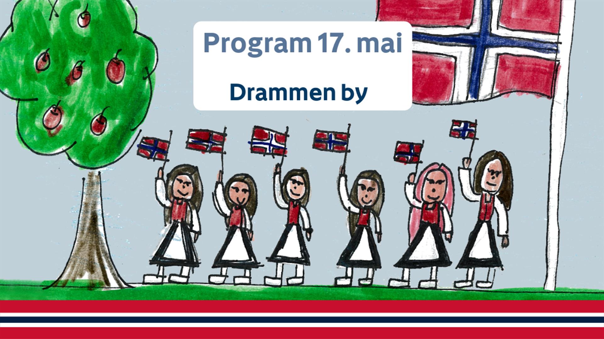 17. mai-illustrasjonene er laget av elever ved Drammen kulturskole.