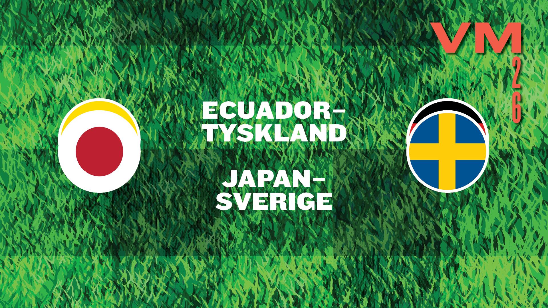 Fotball-VM: Ecuador / Tyskland + Sverige / Japan