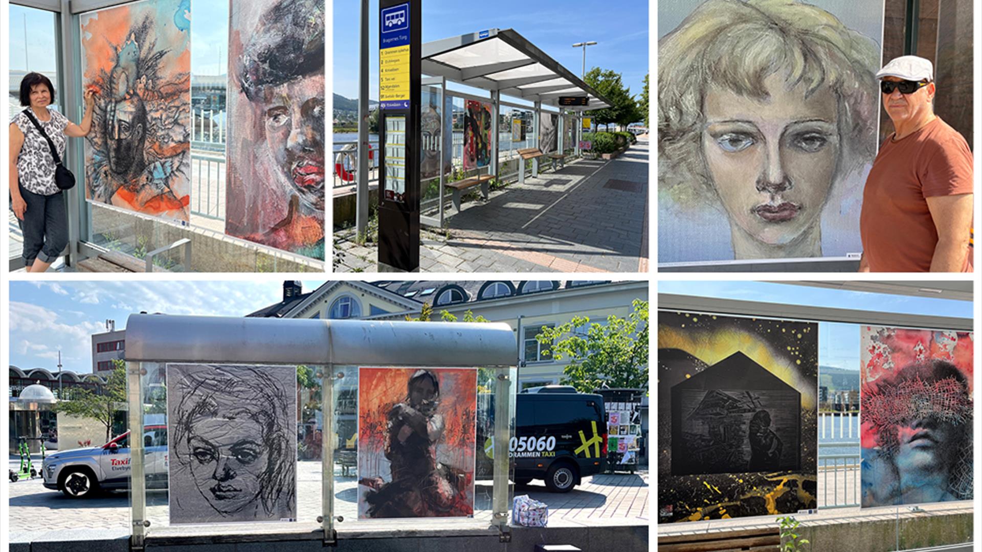bilder på bussholdeplasser i Drammen