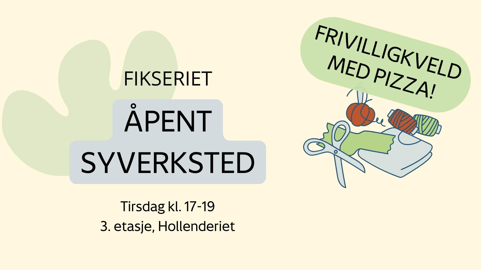 Velkommen til åpent syverksted og frivilligkveld med Fikseriet på Drammensbiblioteket.