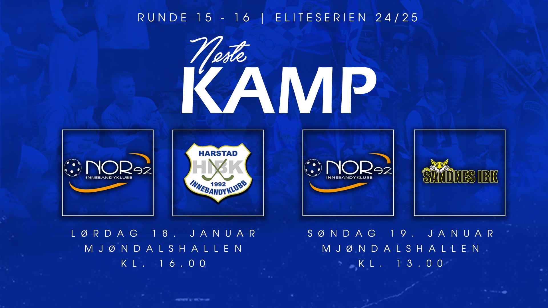 NOR 92 - Sandnes spilles søndag 19/1 kl. 13.00 i Mjøndalshallen