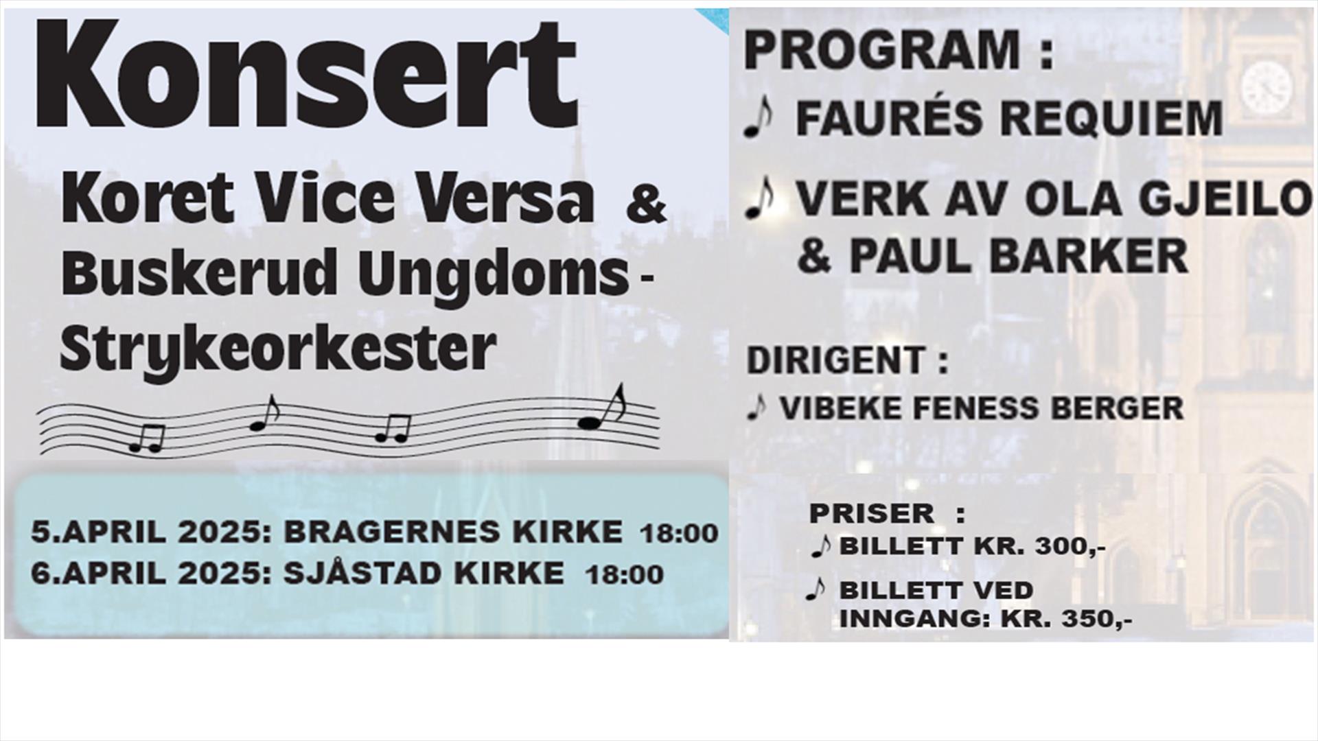 Vårkonsert med Lierkoret Vice Versa og Buskerud Ungdomsstrykeorkester