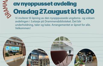 Åpningsfest på biblioteket 27.08.25 kl. 16.00