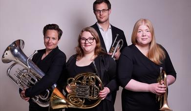 Elvebyen messingkvartett: Bente Illevold (eufonium), Anne Gunn Grimerud (horn), Kristoffer Kregnes (trompet) og Mari Bermingrud (trompet)