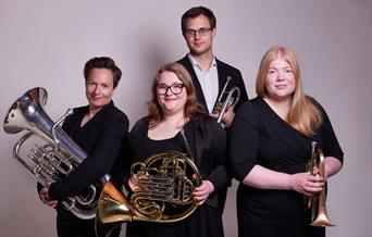 Elvebyen messingkvartett: Bente Illevold (eufonium), Anne Gunn Grimerud (horn), Kristoffer Kregnes (trompet) og Mari Bermingrud (trompet)