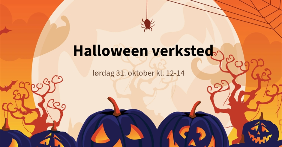 Plakat for Familielørdag: Halloween-verksted